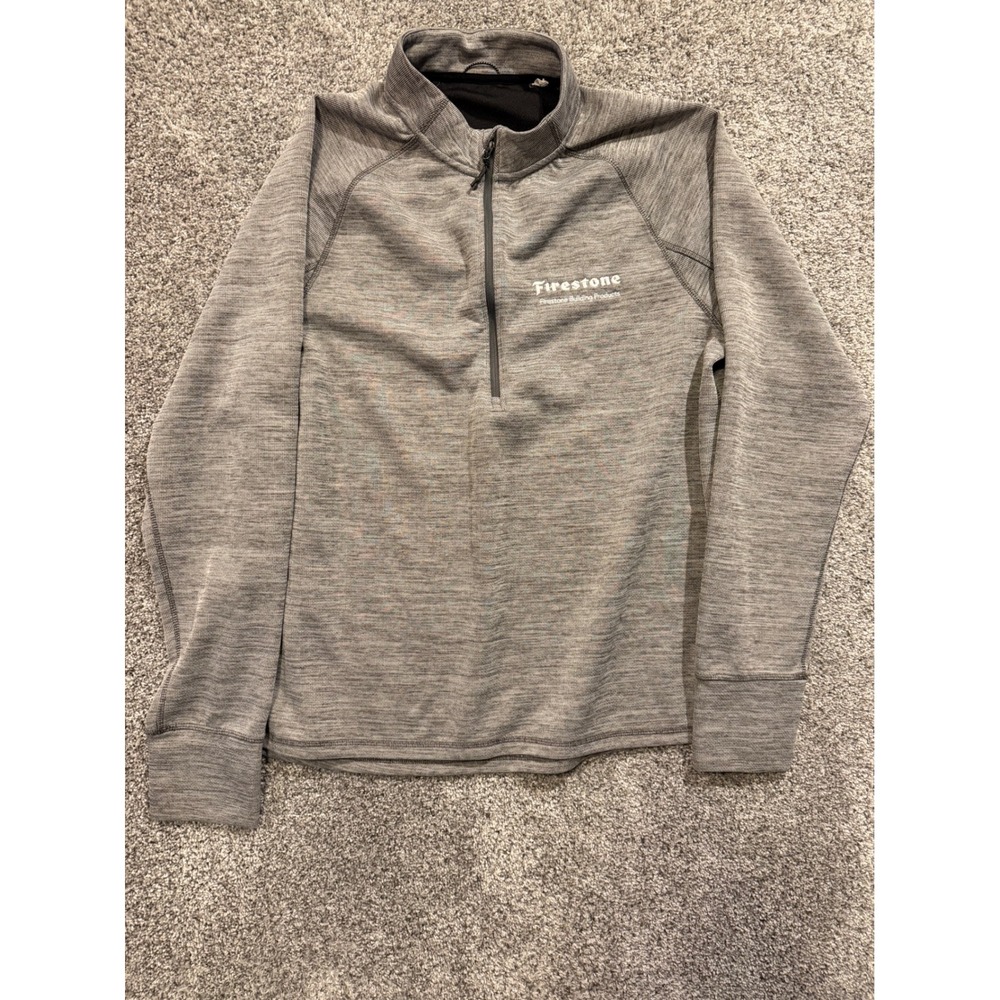 Firestone Building Products Shirt Mens XL Heather Gray 1/4 Zip‎ Pullover Fleece